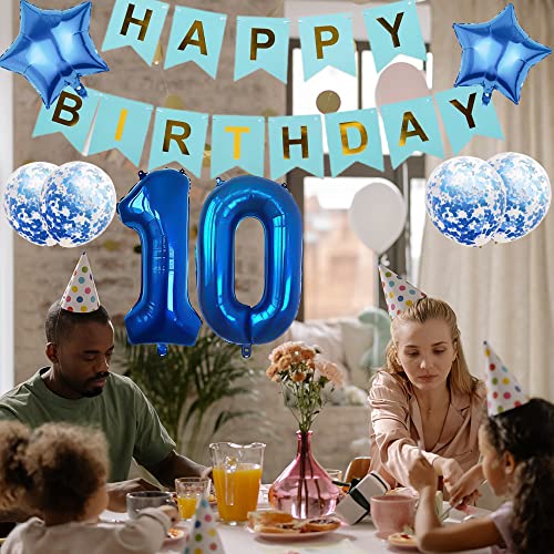 Blue 52nd Birthday Decoration Kit - Foil Balloons & Banner Set
