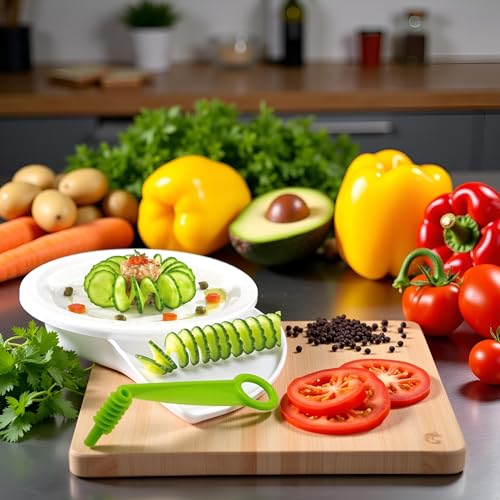 Juroicessry Spiral Vegetable Slicer - Portable Manual Carrot and Cucumber Cutter