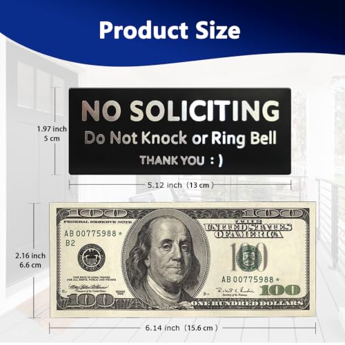 LEQBO No Soliciting Sign, Aluminum Metal Door Plaque for Home and Office