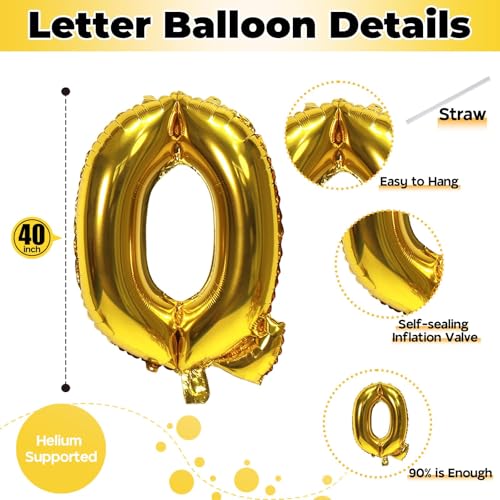40 Inch Gold Letter Q Balloon - Mylar Self-Inflating Party Decor
