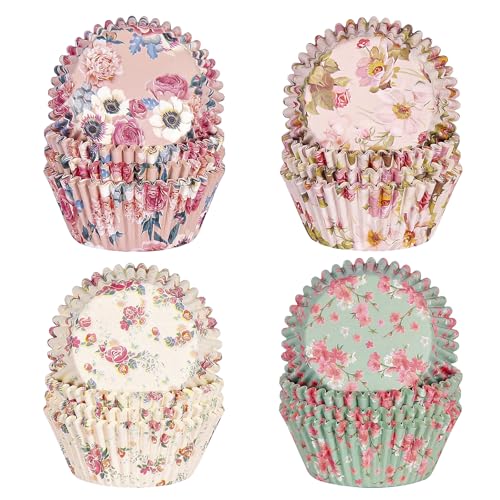 SKIDEC Floral Cupcake Liners, Standard Size Paper Baking Cups - 400 Count