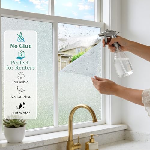 Coavas Frosted Glass Window Privacy Film - Clear, 17.5" x 78.7"