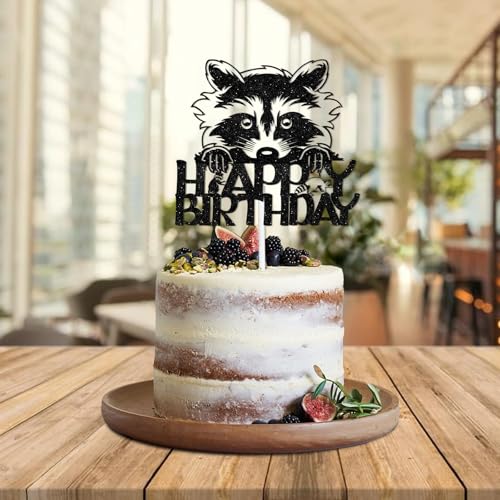 Raccoon Birthday Cake Topper - Cheerful Animal Theme Decor for Celebrations