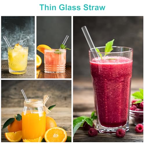 Kiemeu 20-Pack Reusable Borosilicate Glass Straws, Shatter Resistant Set