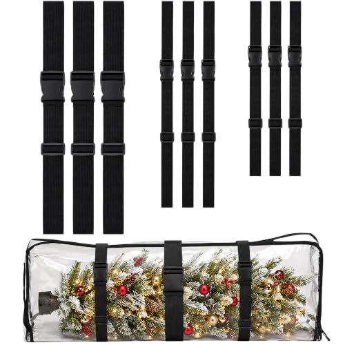 Christmas Tree Cinch Straps Set with Buckles - Adjustable Holiday Tree Securing Bands