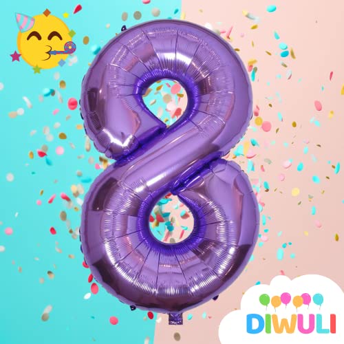 40 Inch Purple Number 8 Balloon - Foil Birthday Decoration