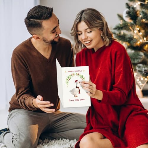 Funny Silly Goose Christmas Card 5.5x8 Inch with Envelope and Seal