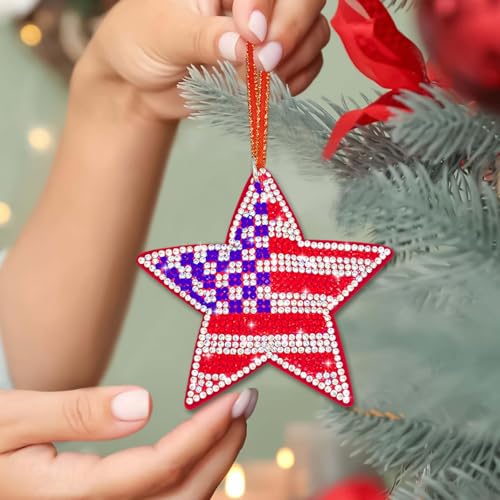 Leather Pentagram Christmas Ornament with Rhinestones - 3"