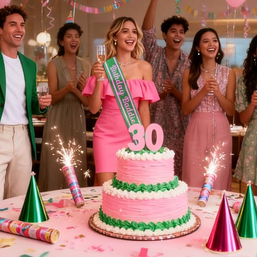 Birthday Baddie Sash Pink and Green Witch Themed Party Accessory