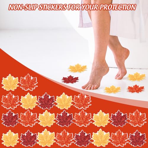 24 Pcs Fall Non-Slip Bathtub Stickers - Maple Leaves Shower Decals