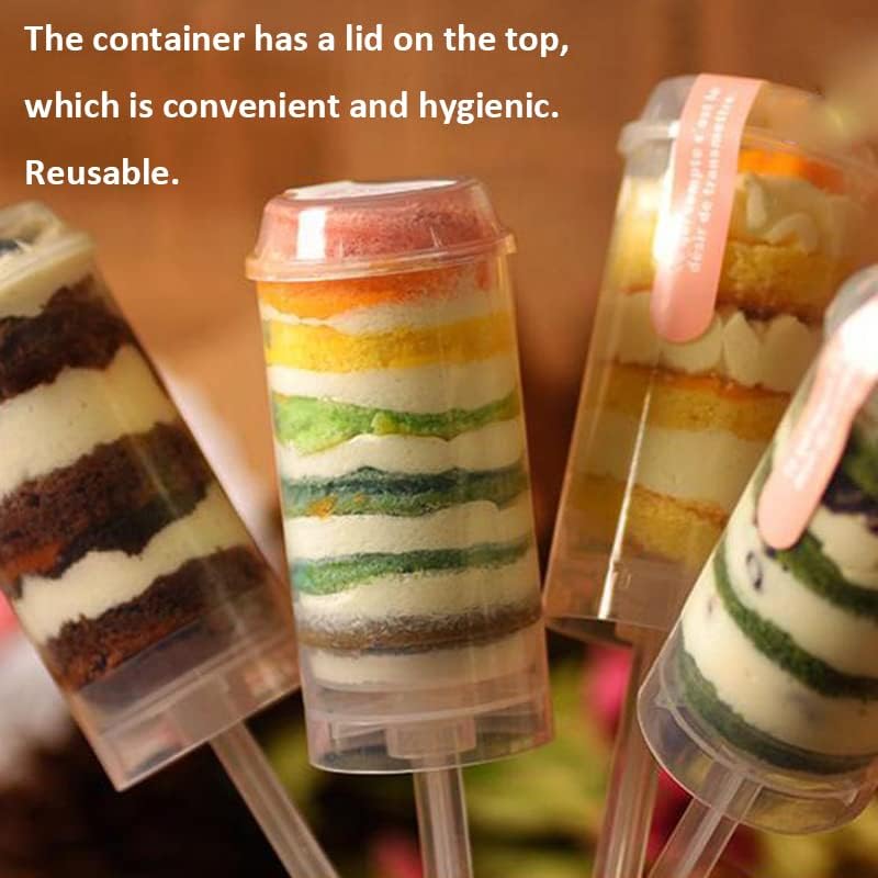 Pack of 10 Reusable Push-Up Cake Pop Containers - Clear Dessert Cups