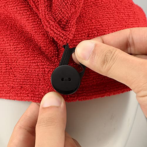 COGANA Red Microfiber Hair Drying Turban Wrap Towel with Button 10x28 Inches