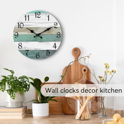 Rustic 8" Silent Wall Clock - Nautical Ocean Themed Decor