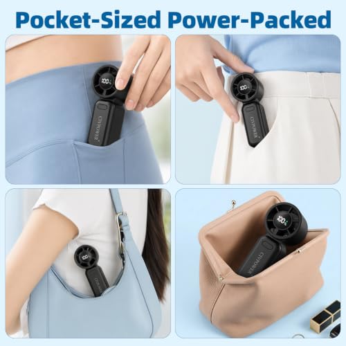 CIVPOWER Portable Handheld Mini Fan - USB Rechargeable Turbo Cooling, Black