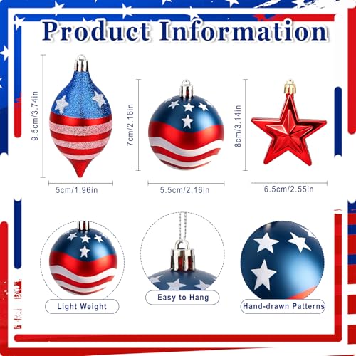 CAVETEE 4th of July USA Flag Ornaments Set - Hanging Decorations