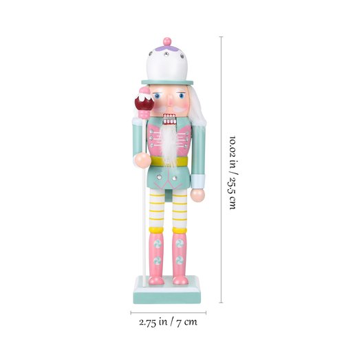 BESPORTBLE 25CM Christmas Nutcracker Soldier, Wooden Pink Nutcracker Figure, Christmas Decoration Cute Figurine for Holiday Party and Festive Home Decor