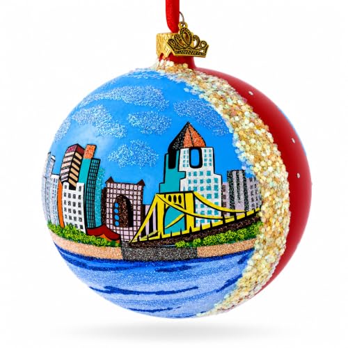 German Glass Hand-Painted Christmas Ornament - 4 Inch Holiday Tree Decor
