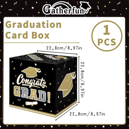 Gatherfun Black Gold Graduation Card Box - 2026 Party Supplies