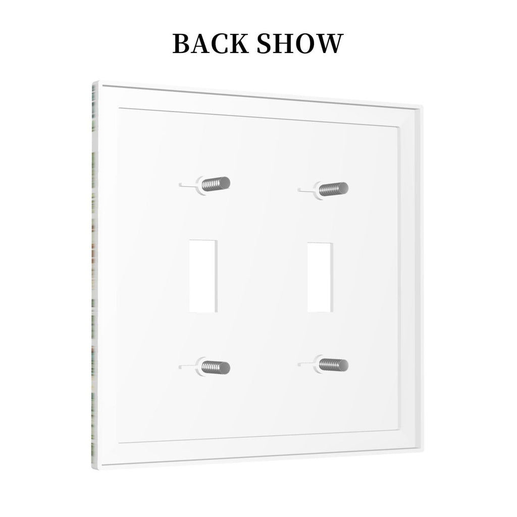 Ihsourgnitnem Decorative Switch Plates Tropical Leves And Safari Animals 2 Gang Double Toggle Outlet Light Switch Cover Wall Plate Electrical Faceplate For Nursery Kids Room Decor