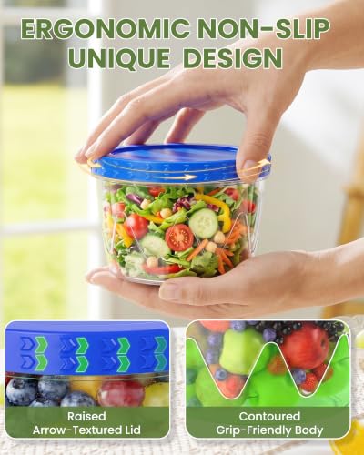 LUOFNI 6 Pack 17 Oz Blue Reusable Freezer Storage Containers - Airtight, Leakproof, BPA Free