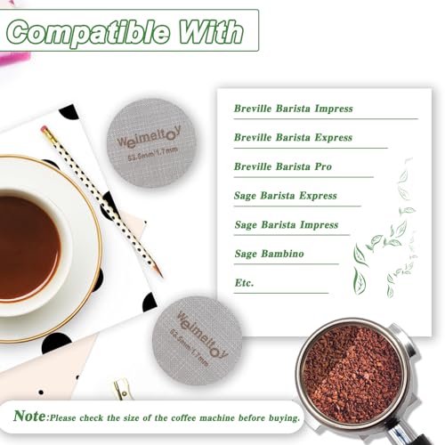 53.5mm Reusable Espresso Puck Screen - Food-Grade Stainless Steel, 2 Pack