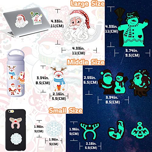 30pcs Glow in the Dark Christmas Stickers - Waterproof Vinyl Decals