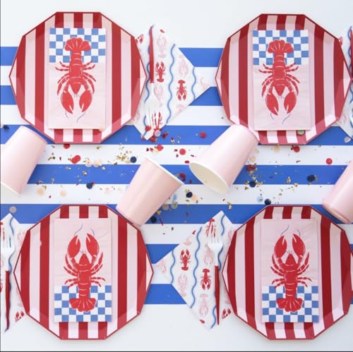 Bonjour Fête Lobster Guest Towels, 3-Ply Paper Napkins, 4.25 x 7.75, 20 Pack