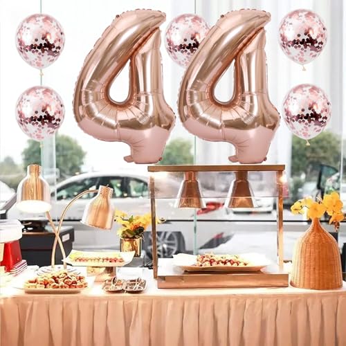 Rose Gold 44 Foil Balloons - 40" Jumbo & Confetti for Parties