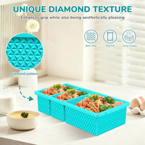 Doasuwish Silicone Freezer Trays with Lids - 2-Pack Blue Meal Prep Molds