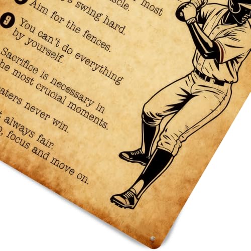 Vintage Baseball Metal Sign - Motivational Never Give Up 8x12 Inch - Vuiiwala