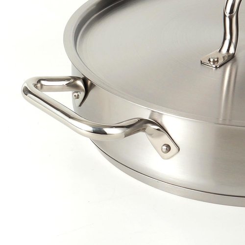 HOMICHEF Braiser Pan 5 Quart with Lid Nickel Free Stainless Steel - Matte Polished Deep Saute Pan Non Toxic - 5 Qt Braiser with Stainless Steel Lid Induction