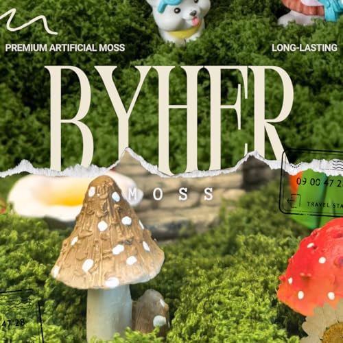 BYHER 7OZ Fake Moss for Indoor Plants & Crafts - Lifelike Greenery