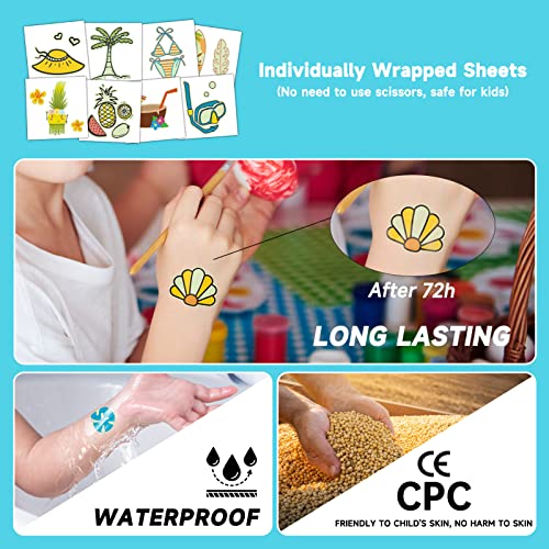 EMOME Glow in the Dark Temporary Tattoos for Kids 204 Sheets Hawaiian Luau Party Favors