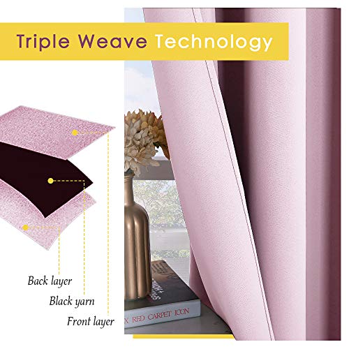 NICETOWN Baby Pink Blackout Curtains - Thermal Insulated, 42" x 54" (Pack of 2)