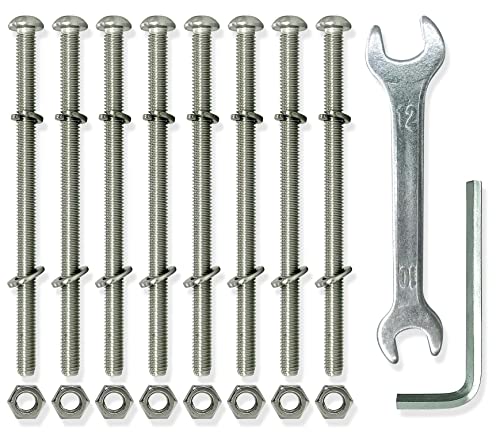 304 Stainless Steel Headboard and Footboard Bolt Kit - 4 Inch Hardware Set