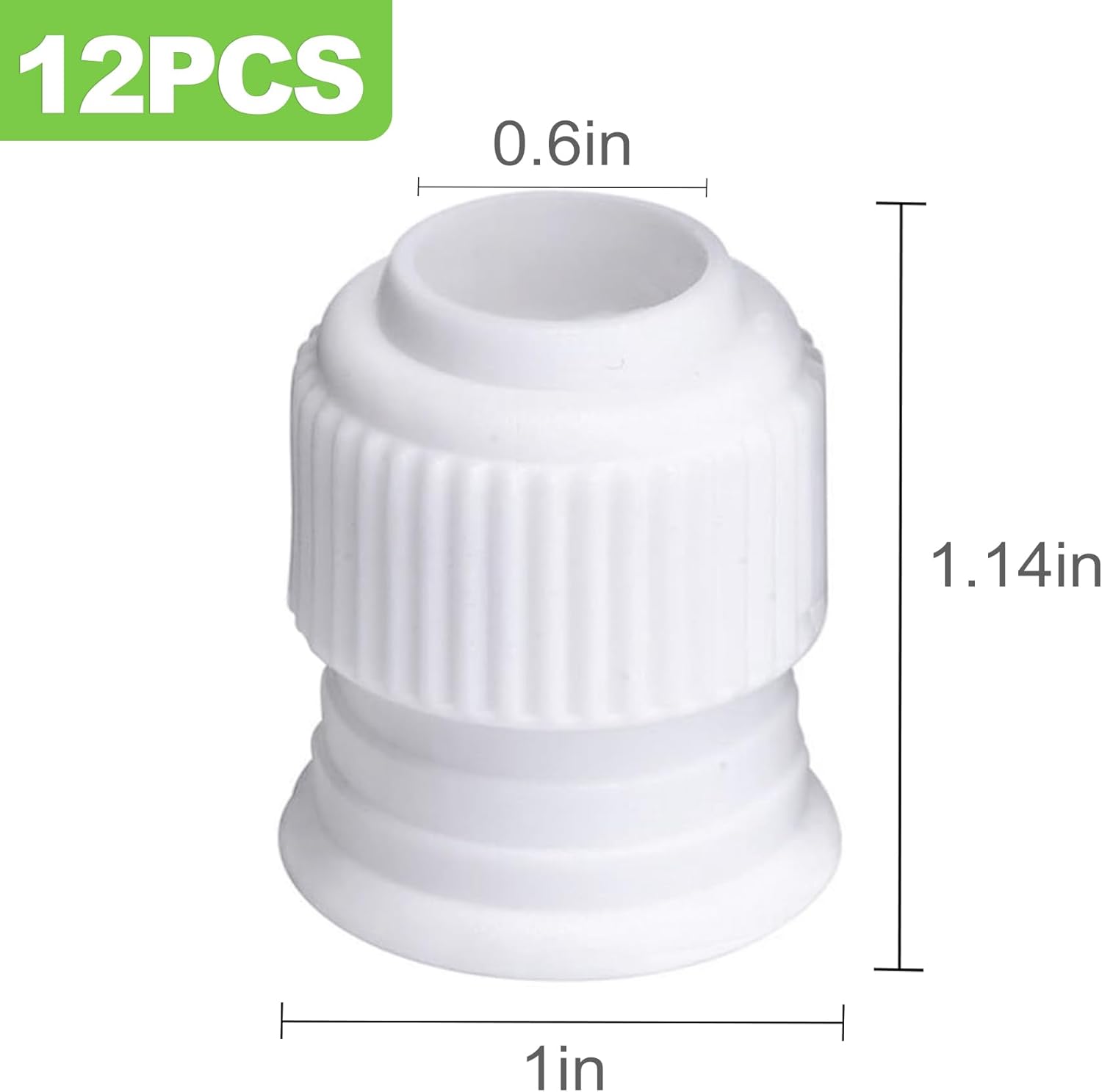 Standard Cake Decorating Couplers by 12 Pcs - Plastic Icing Tip Set for Piping Bags | 1.2 x 1 Inch