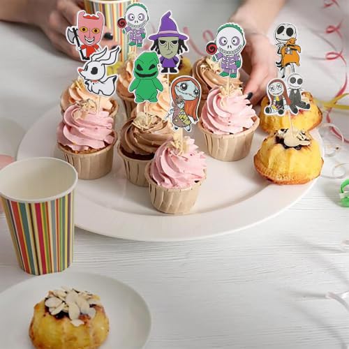 Halloween Skull Ghost Cupcake Toppers Set of 5 - Scary Party Decorations