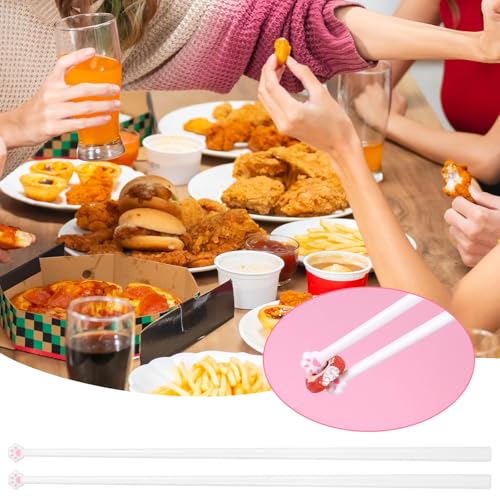 Cute White Cat Paw Chopsticks - 4 Pairs of Reusable Utensils