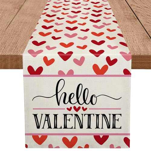 Valentines Day Table Runner - Heart Design, 13 x 72 Inch