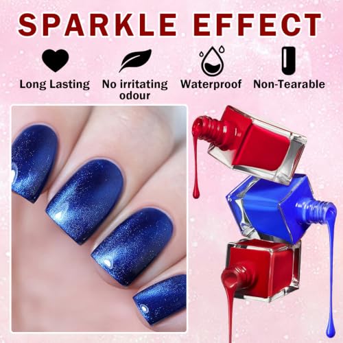 QIUFSSE Red Nail Polish Quick Dry Vegan Chip-Resistant High Gloss 0.43 fl oz