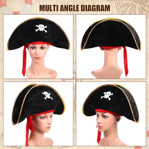 Hsei Pirate Hat for Adults - Captain Cap with Skull Print