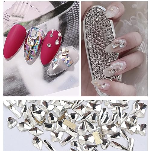 ALOCIAM 2680Pcs White Nail Rhinestones and Crystals for 3D Nail Art