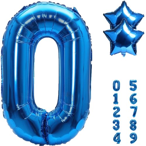 40-Inch Navy Blue Number Foil Balloon Set for Birthday & Anniversary
