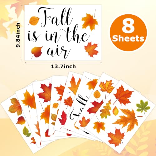 Fairooth 8 Sheets Autumn Fall Window Clings Reusable Thanksgiving Decor