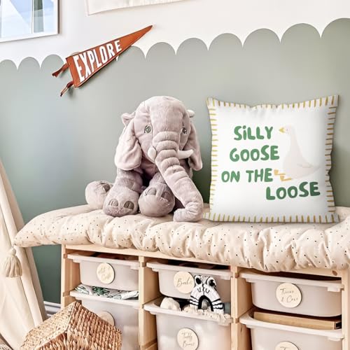 Silly Goose Throw Pillow Cover for Kids - Motivational Nursery Decor