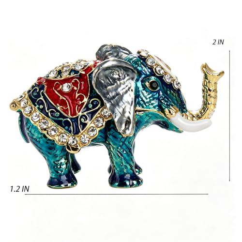 Blue Elephant Jewelry Box - Hand Painted Trinket & Gift Box, Hinged Figurine