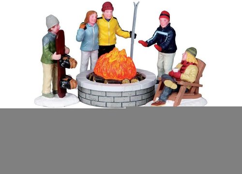 Lemax Fire Pit Set of 5 - Battery Operated (4.5V) for Cozy Outdoor Gatherings