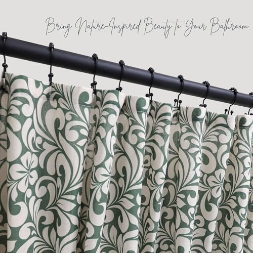 Farmhouse Green Floral Shower Curtain 72" x 72" - Cotton Blend Fabric