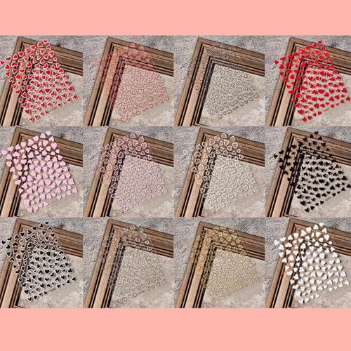 YOUDICT 12 Pcs Heart Nail Stickers Valentine Day Nail Decals Art Design