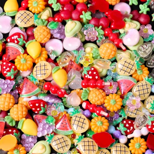 Major Dijit 3D Resin Fruit and Flower Nail Charms Assorted Set